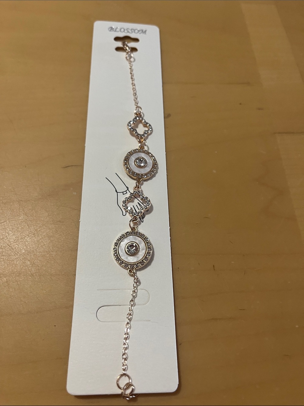 White Crystal Circle Charm Bracelet